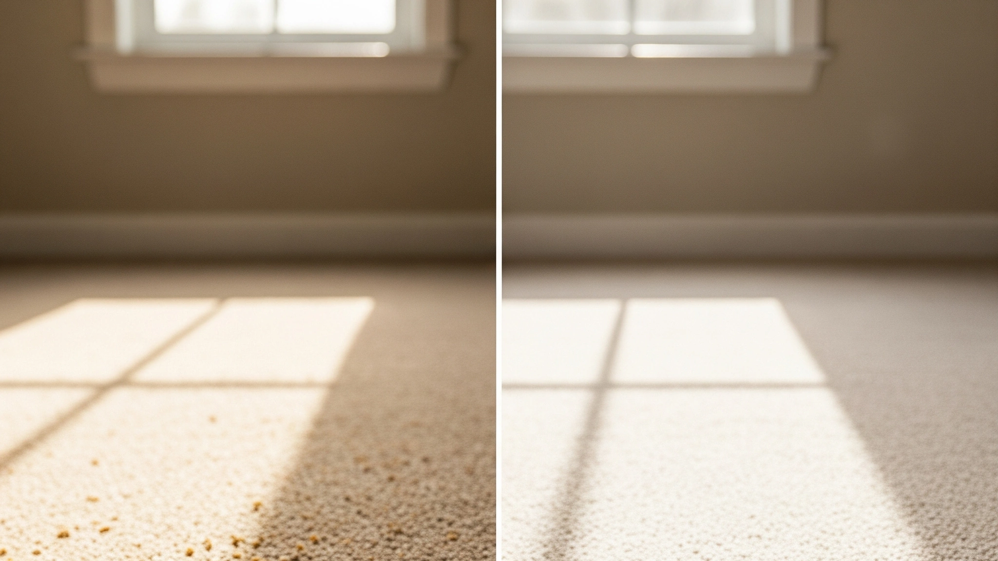 before and after cleaning Before cleaning the carpet is dingy after it is light and bright.