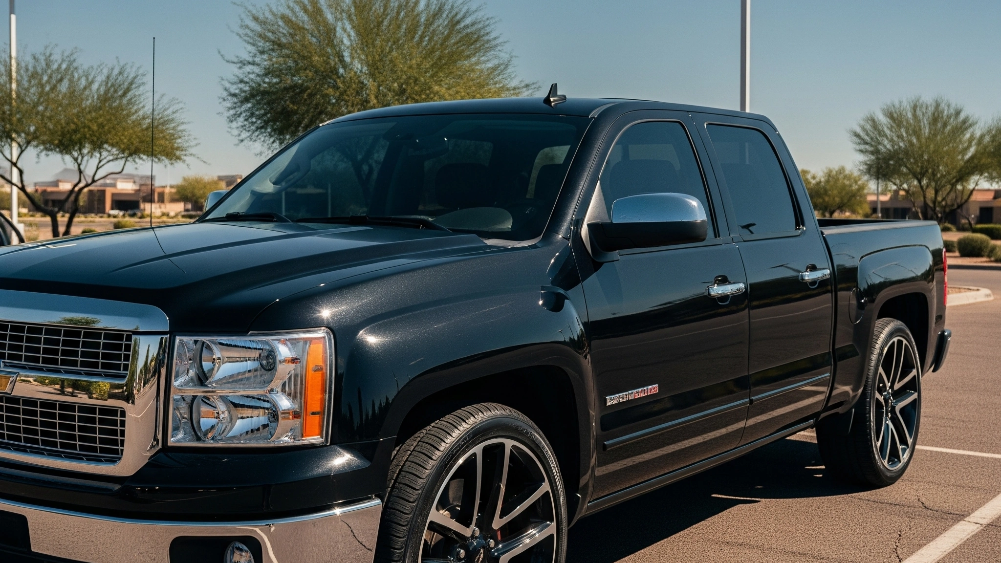 black truck recently cleaned and detailed